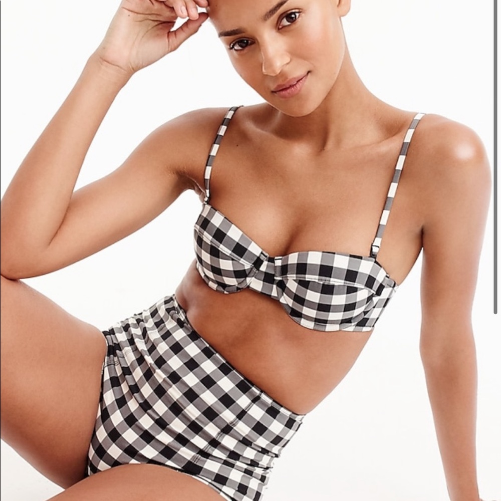 NWOT J.Crew Oversized Matte Gingham Underwire Top